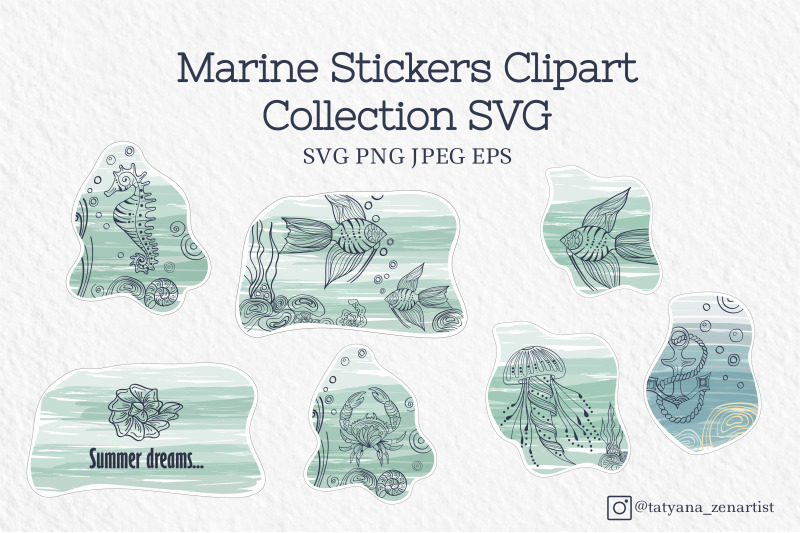 marine-stickers-clipart-collection-svg