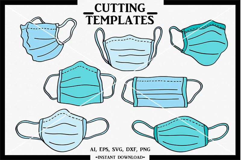 Download Surgical Mask SVG, Hand Drawn, Silhouette, Cricut, Cut File, DXF, PNG By Design Time ...