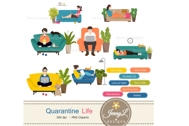 quarantine-life-digital-papers-and-clipart