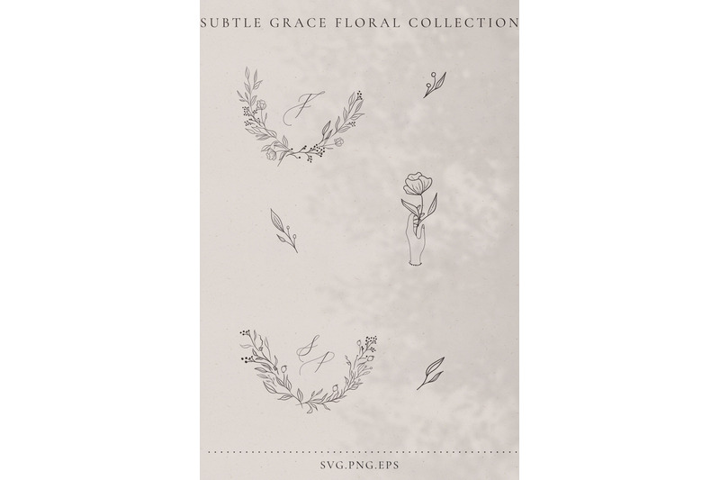 collection-of-line-drawing-delicate-wreaths-floral-illustration