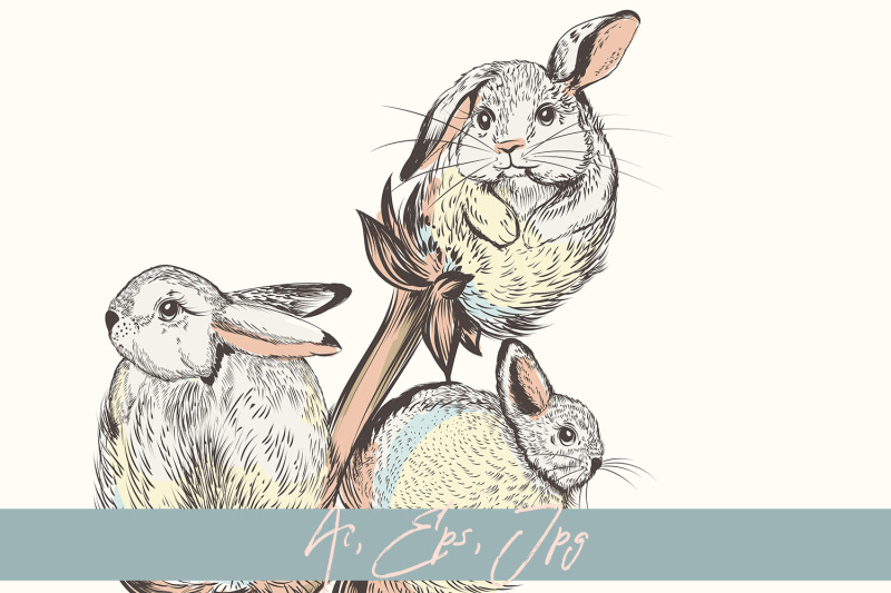 easter-card-with-hand-drawn-vector-rabbits