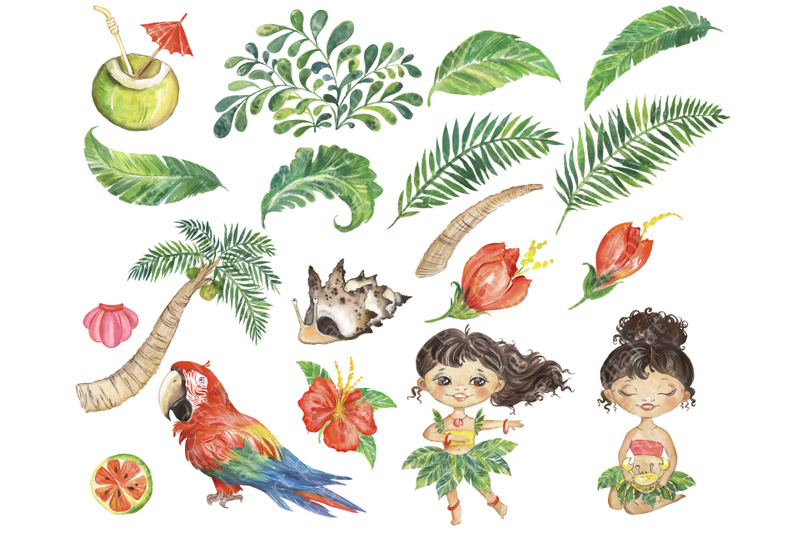 watercolor-tropical-clipart-tropical-clipart-hawaii-clipart-girls