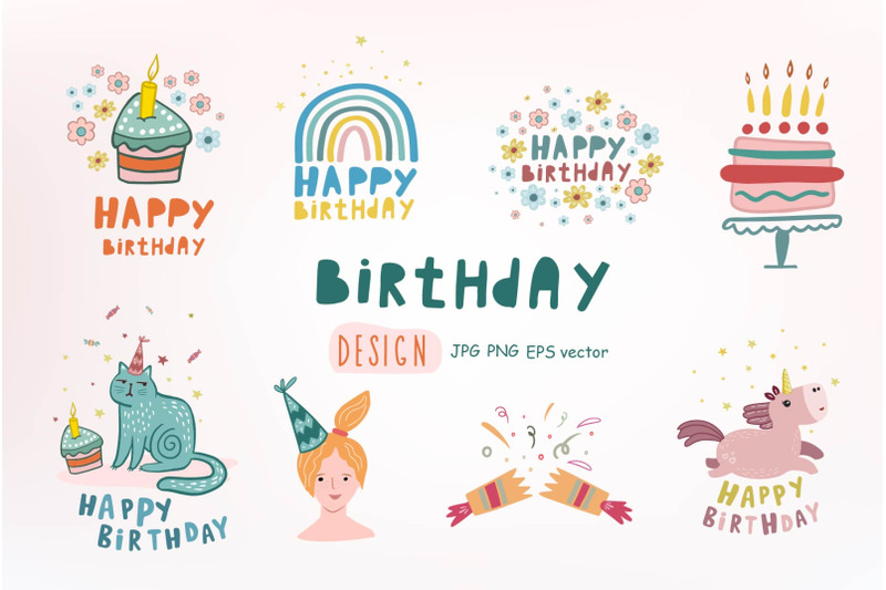 birthday-design-set-of-illustrations-for-a-birthday-greeting-card-de