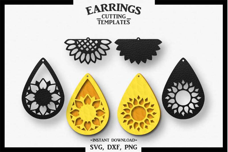 Download Sunflower Earring, Silhouette Cameo, Cricut, Cut,SVG DXF ...
