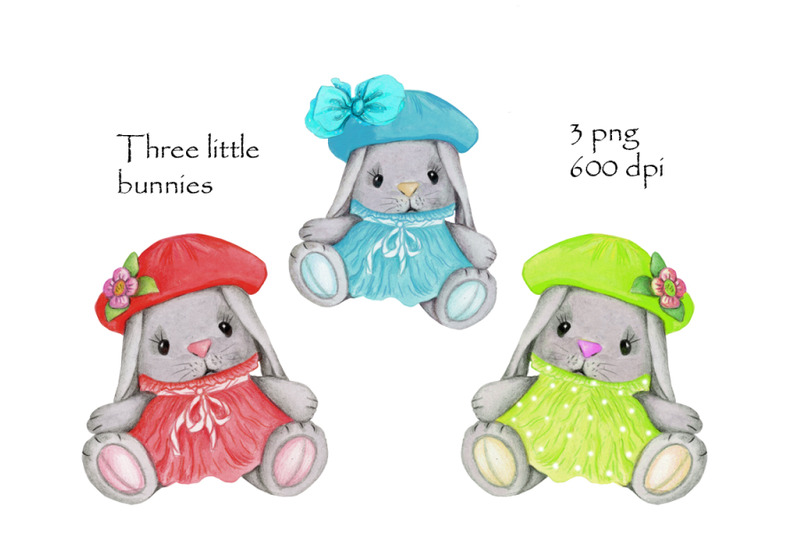 three-little-bunnies-watercolor-illustration
