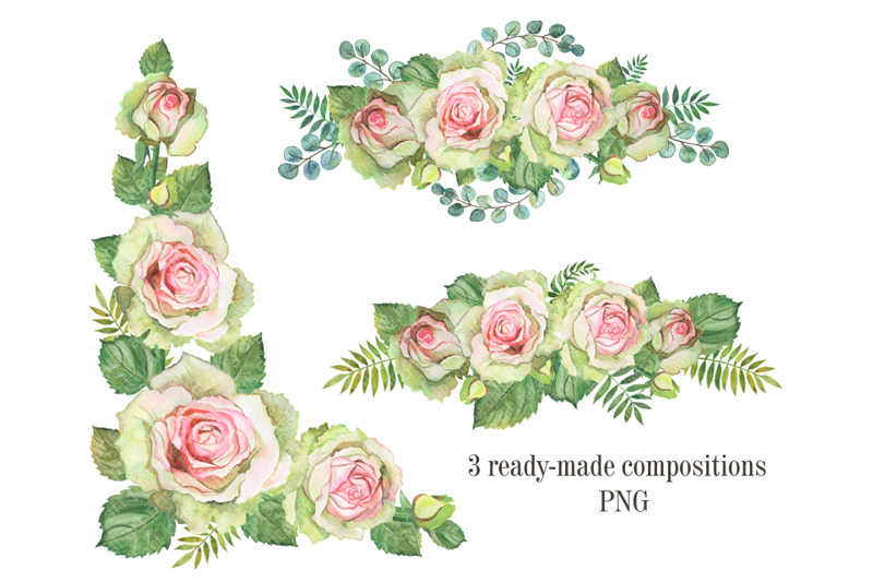 watercolor-roses-clipart-spring-and-delicate-floral-clipart-with-rose