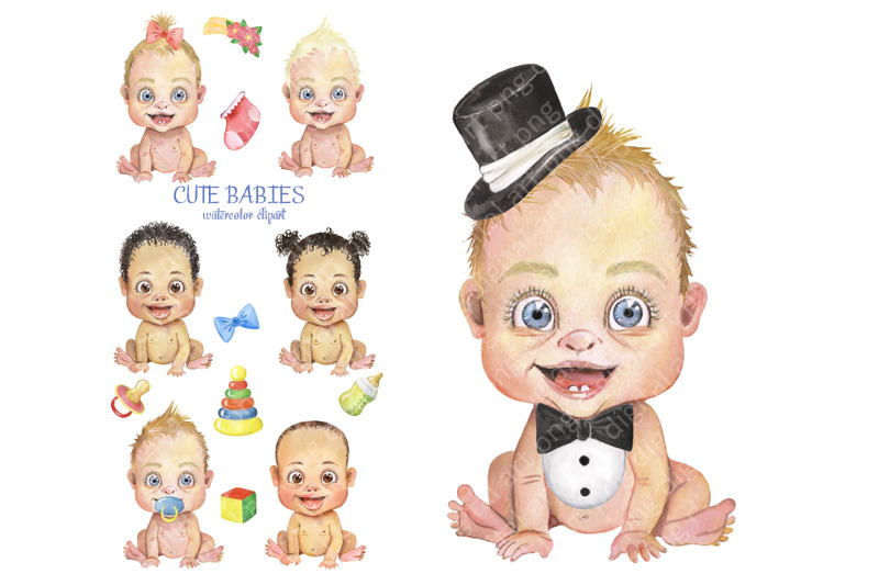 babies-watercolor-clipart-little-kids-clipart-little-girls-little-boy