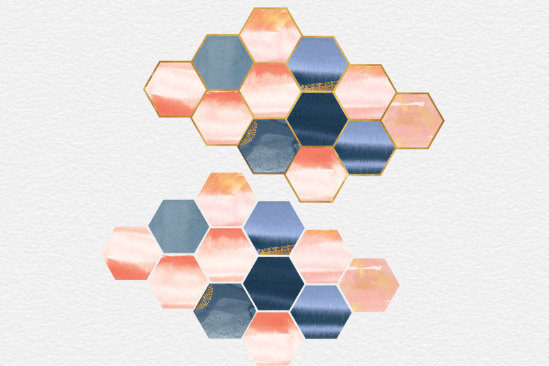 watercolor-shapes-peach-and-indigo-gold-shapes-watercolor-splashes-wed