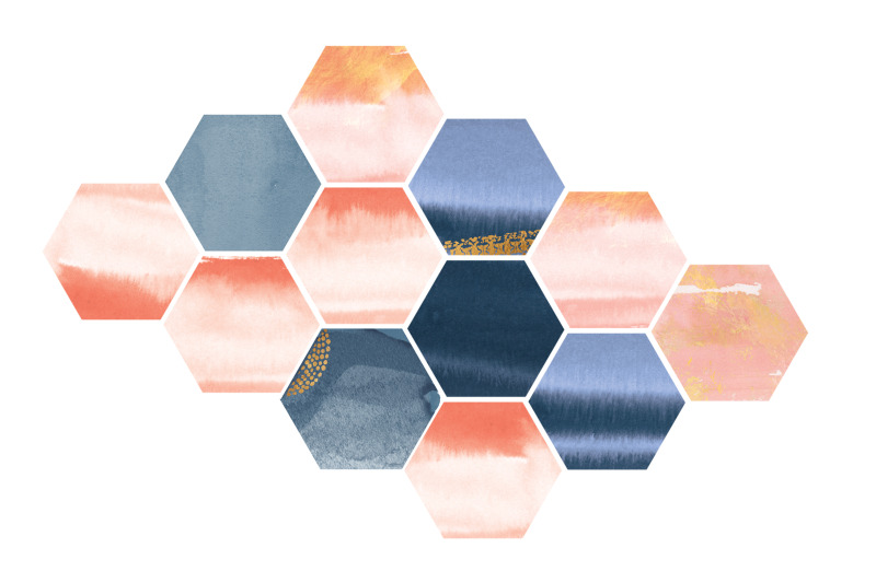 watercolor-shapes-peach-and-indigo-gold-shapes-watercolor-splashes-wed