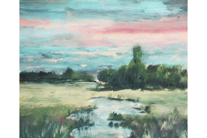 watercolor-landscape-nature-summer-field-at-sunset-with-a-river