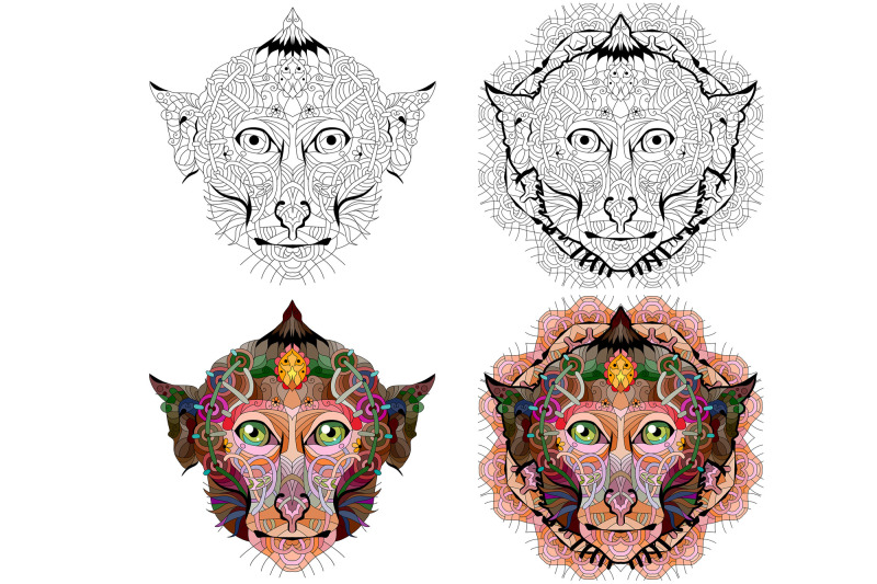 zentangle-monkey-head