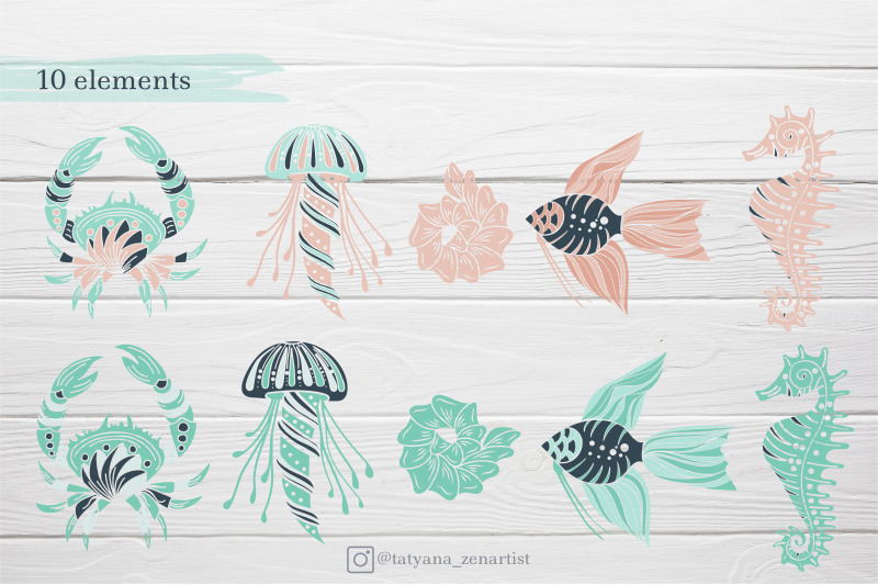 sea-life-clipart-collection-svg