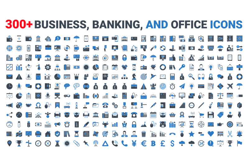 set-vector-business-banking-and-finance-icons-set-glyph-blue