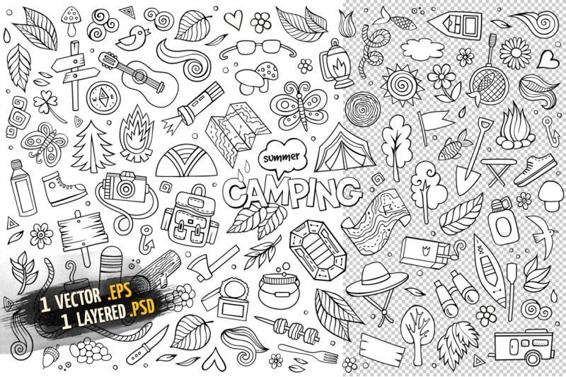 camping-objects-amp-elements-set