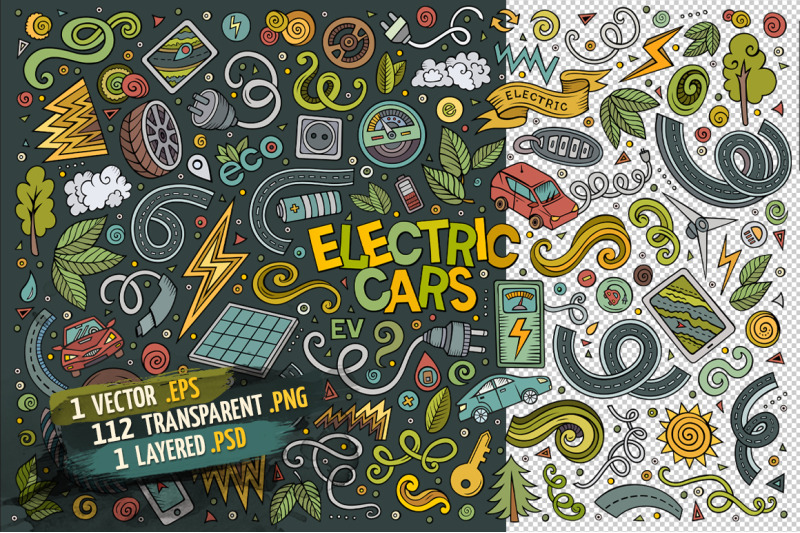 electric-cars-objects-amp-elements-set