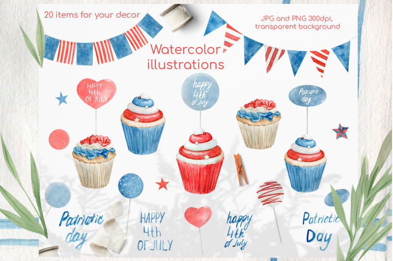watercolor-4th-of-july-cupcakes-clipart-set