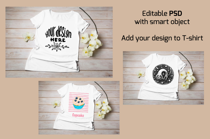 Download Womens T-shirt mockup with yellow orchid. By TasiPas ...