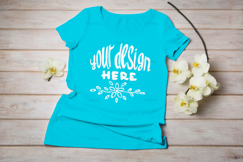 womens-t-shirt-mockup-with-yellow-orchid