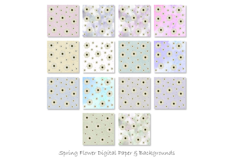 spring-flower-digital-paper-pastel-flower-patterns
