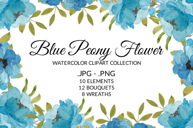 blue-peony-flower-watercolor-clipart-collection