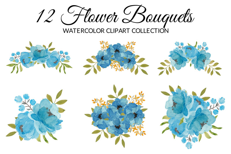 blue-peony-flower-watercolor-clipart-collection