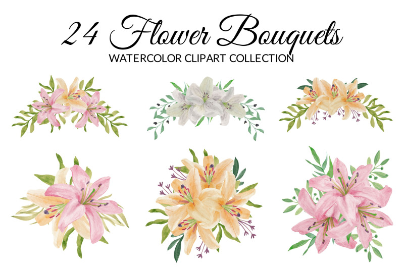 tropical-lily-flower-watercolor-clipart-collection