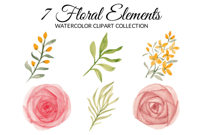pink-rose-floral-watercolor-clipart-collection