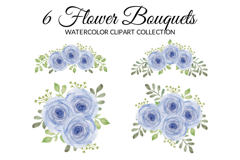 purple-rose-floral-watercolor-clipart-collection