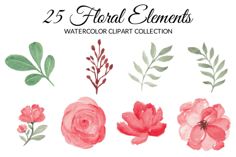 red-rose-floral-watercolor-clipart-collection