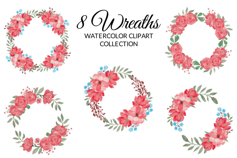 red-rose-floral-watercolor-clipart-collection