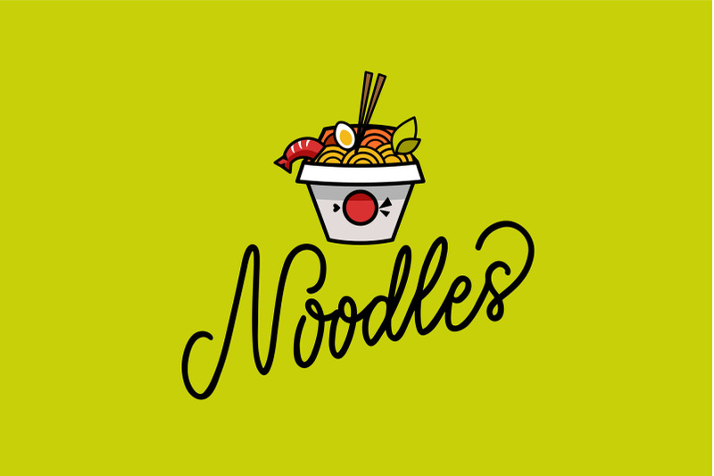 Food logo, funny panda eats noodles By Lettering_Logo ...