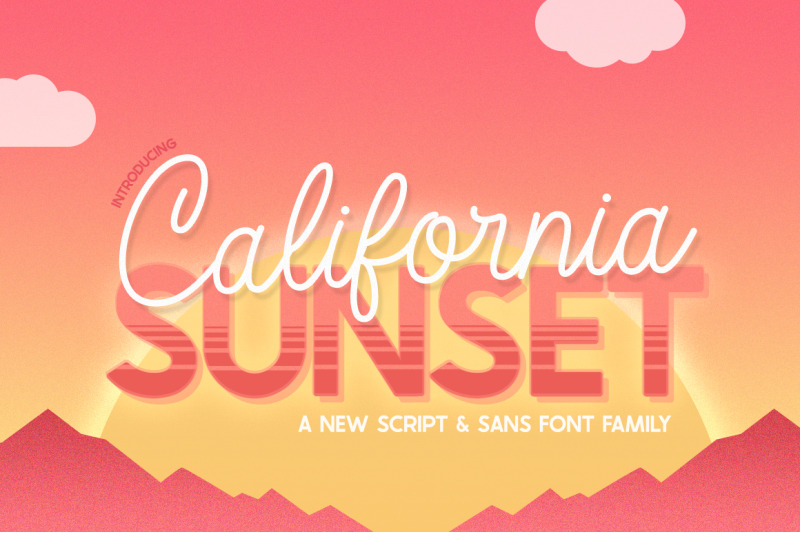 california-sunset-font-family-script-fonts-layered-fonts-fun-fonts
