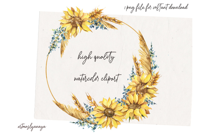 watercolor-rustic-wreath-of-sunflower-pampas-grass-wheat-and-flowers