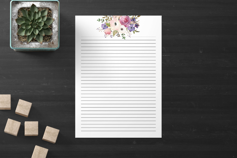 floral-printable-stationery-lined-digital-note-paper