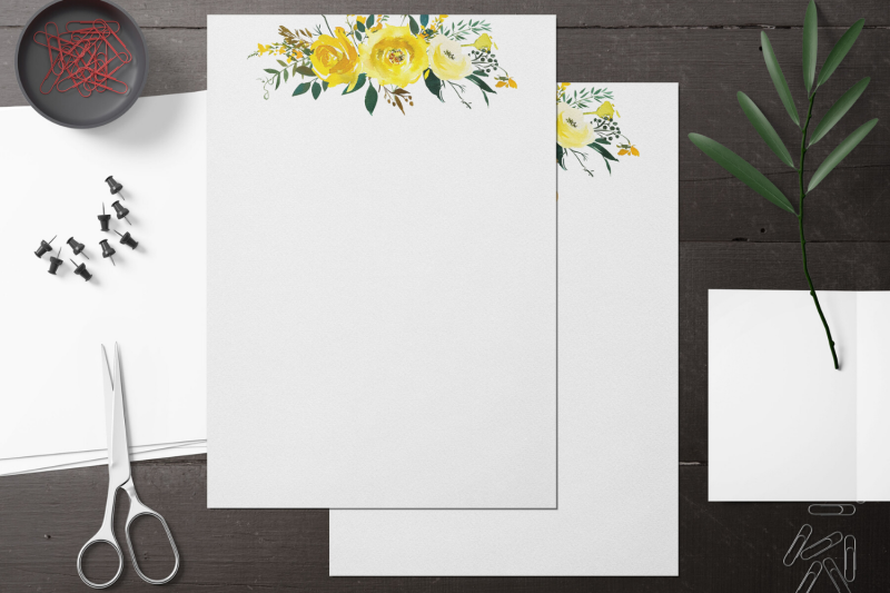 yellow-floral-printable-stationery-lined-digital-note-paper