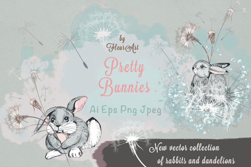 pretty-bunnies-vector-illustrations-set