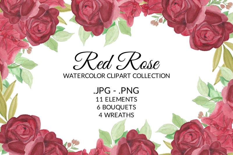 red-rose-flower-watercolor-clipart-collection