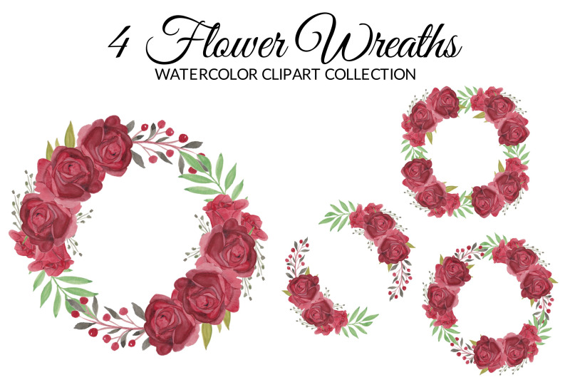 red-rose-flower-watercolor-clipart-collection