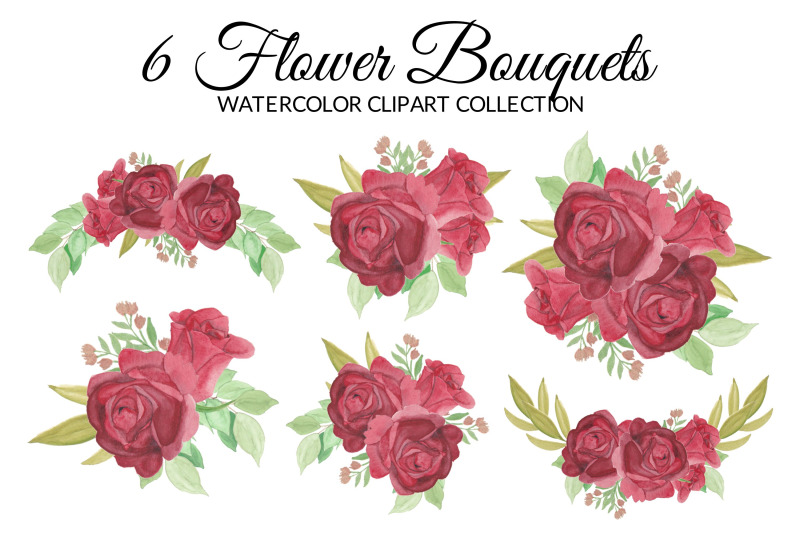 Red Rose Flower Watercolor Clipart Collection By elsabenaa ...