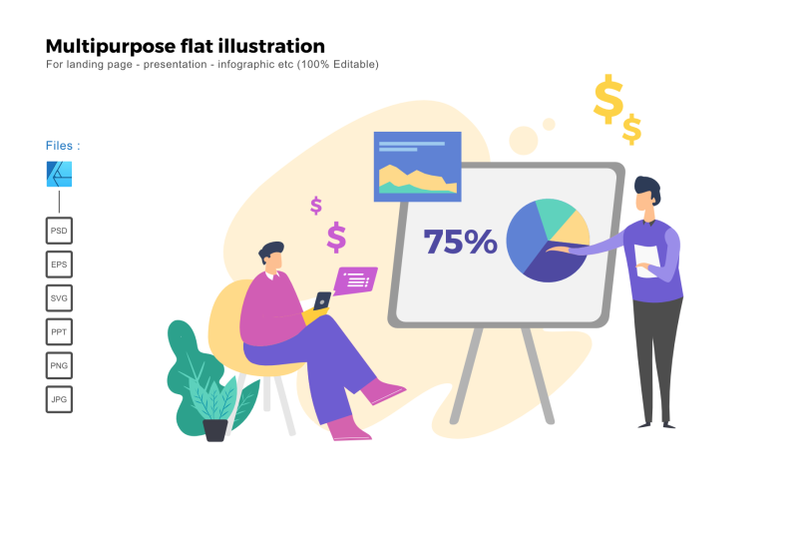 flat-illustration-annual-sales-presentation
