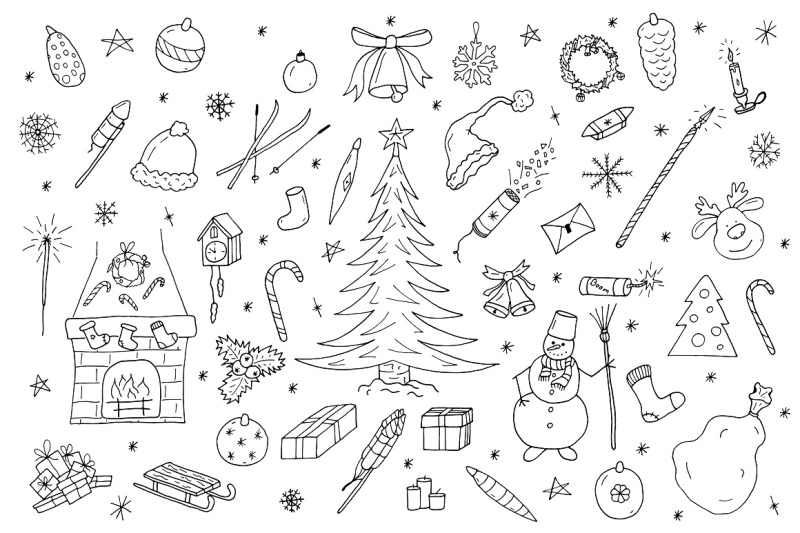 hand-drawn-christmas-elements-set