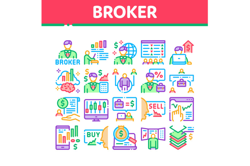 broker-advice-business-collection-icons-set-vector