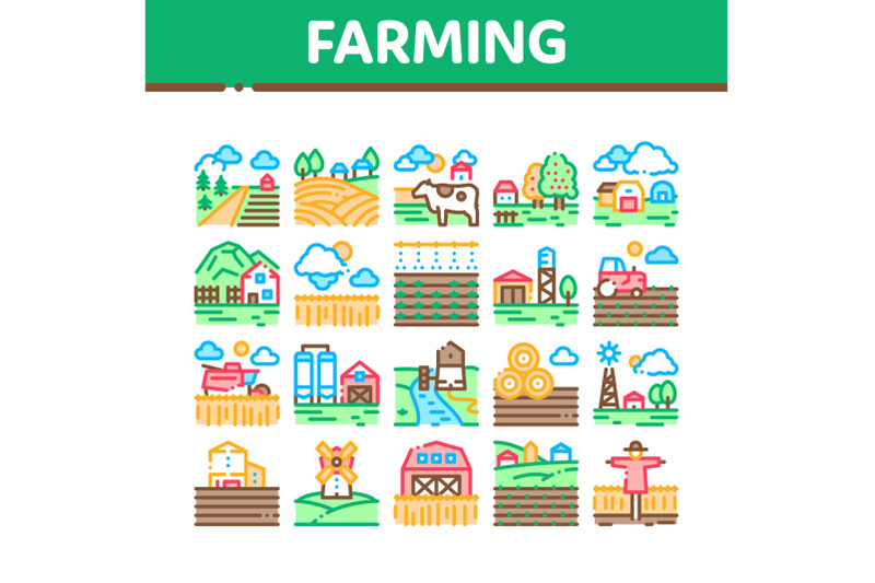 farming-landscape-collection-icons-set-vector