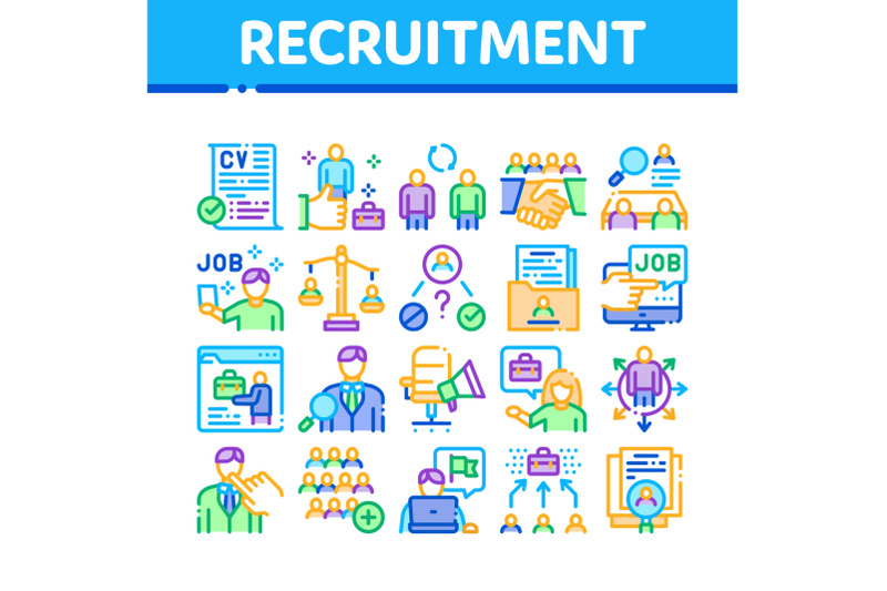 recruitment-and-research-employee-icons-set-vector