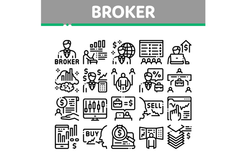 broker-advice-business-collection-icons-set-vector