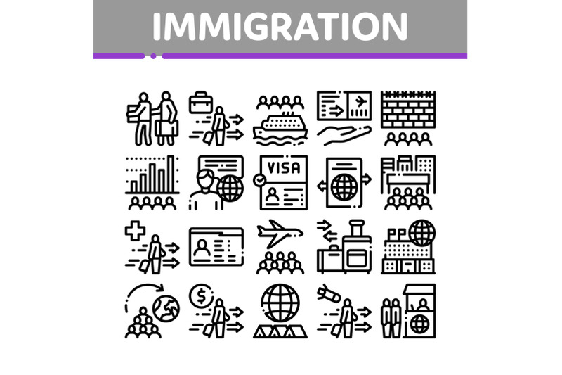 immigration-refugee-collection-icons-set-vector