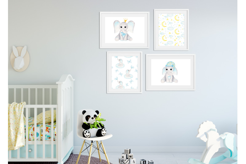 watercolor-baby-boy-elephants-collection