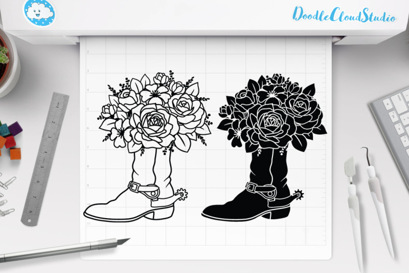 Download Cowboy Boots with Flowers SVG, Cowboy Boots SVG, Cowgirl ...