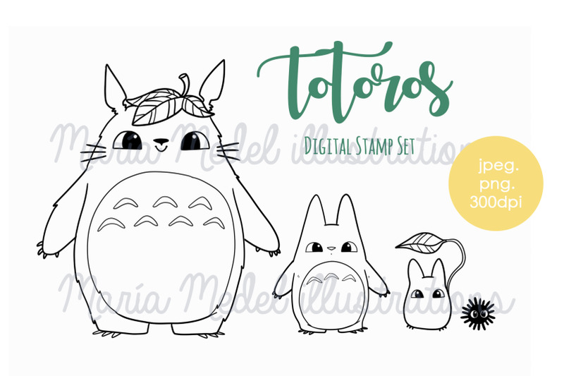 totoros-digital-stamp-set