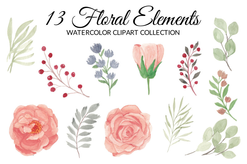 peach-rose-flower-watercolor-clipart-collection